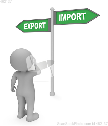 Image of Export Import Sign Shows Trading Abroad 3d Rendering