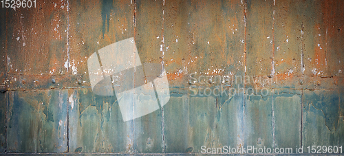 Image of Old rusty painted wood board banner