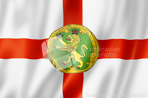 Image of Alderney island flag, UK