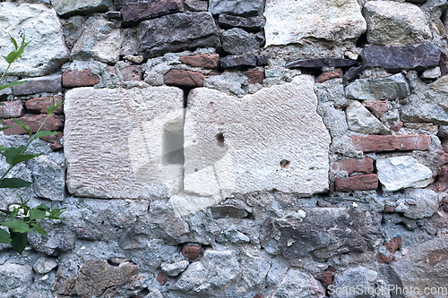 Image of stones from murus dacicus in a church wall