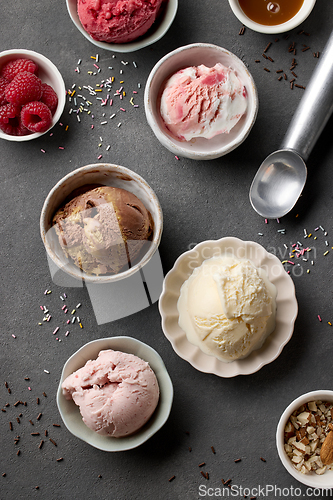 Image of various ice cream bowls