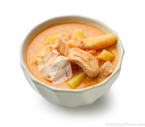 Image of bowl of salmon and tomato soup