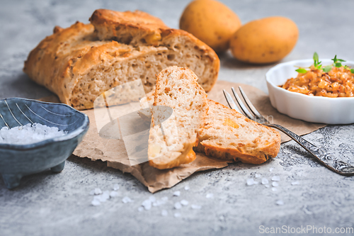 Image of Homemade oven baked bread with carrots and onions