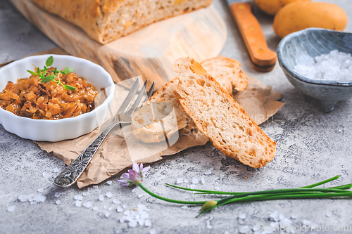 Image of Homemade oven baked bread with carrots and onions