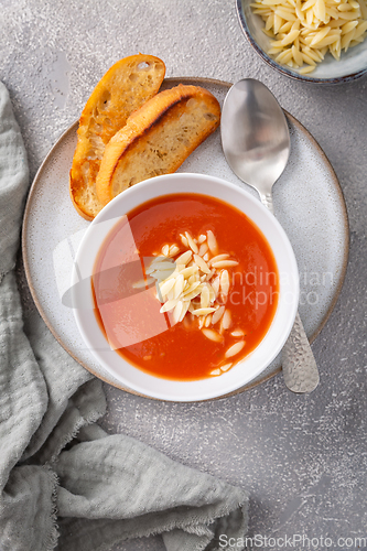 Image of Greek tomato soup with orzo pasta