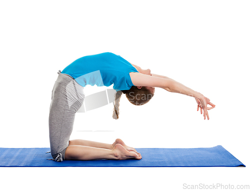 Image of Yoga - young beautiful woman doing yoga asana excerise isolated