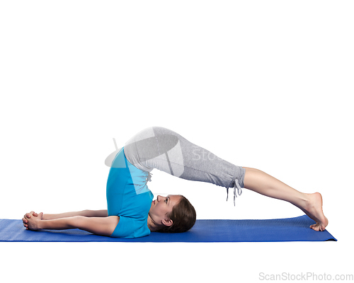 Image of Yoga - young beautiful woman doing yoga asana excerise isolated