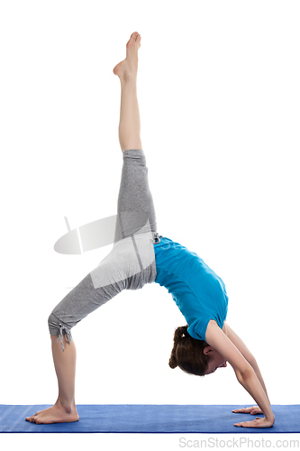 Image of Yoga - young beautiful woman doing yoga asana excerise isolated