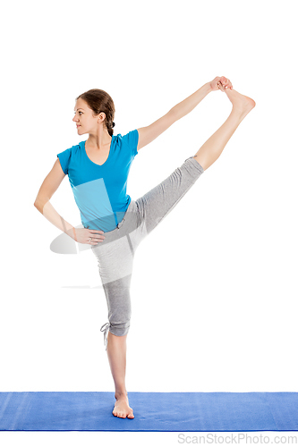 Image of Yoga - young beautiful woman doing yoga asana excerise isolated