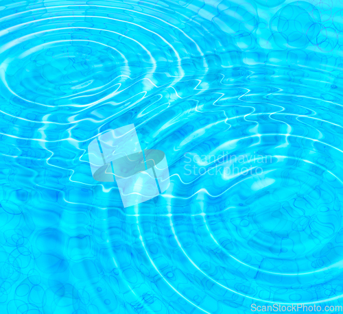 Image of Blue abstract background with water ripples and bubbles
