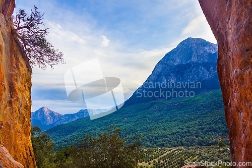 Image of Landscape at mountains with Mount Olympos in Turkey