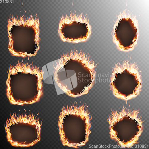 Image of Set of 9 Fire labels template. EPS 10