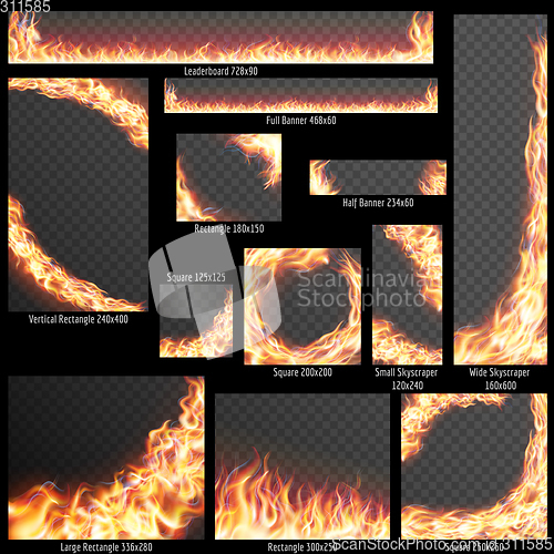Image of Banners with Realistic fire flames. EPS 10
