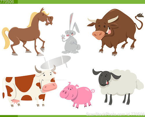 Image of cute farm animals cartoon set