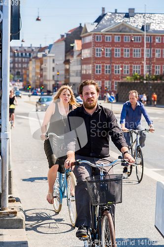 Image of People biking in Copenhagen, Denmark