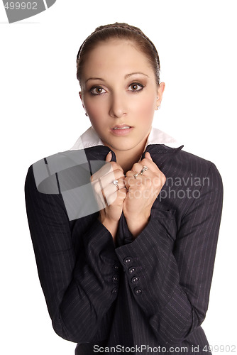 Image of brunett woman suite cold