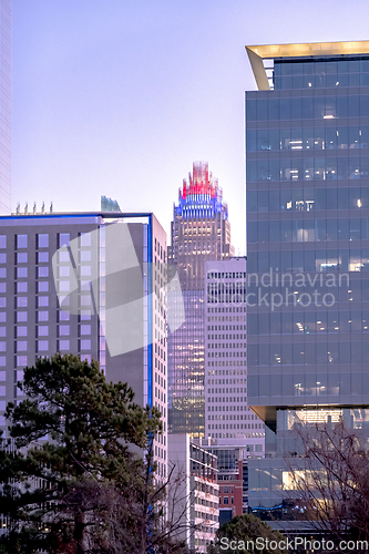 Image of charlotte north carolina city skyline after winted storm