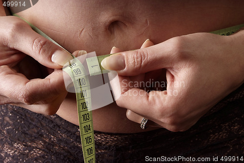 Image of pregnant woman measuring tape