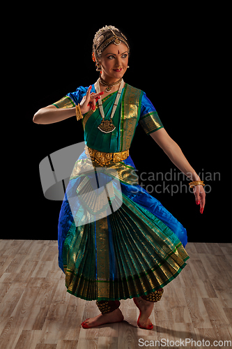 Image of Beautiful girl dancer of Indian classical dance Bharatanatyam