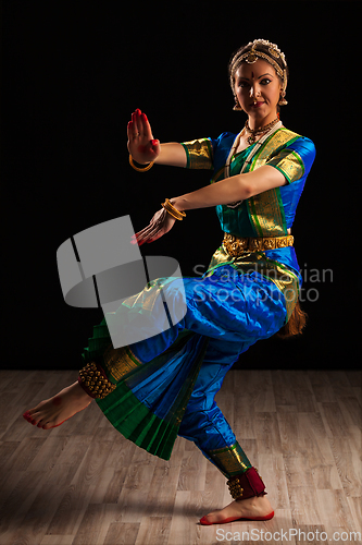 Image of Beautiful girl dancer of Indian classical dance Bharatanatyam