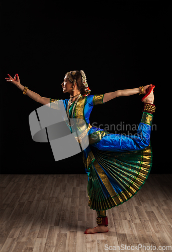 Image of Beautiful girl dancer of Indian classical dance Bharatanatyam