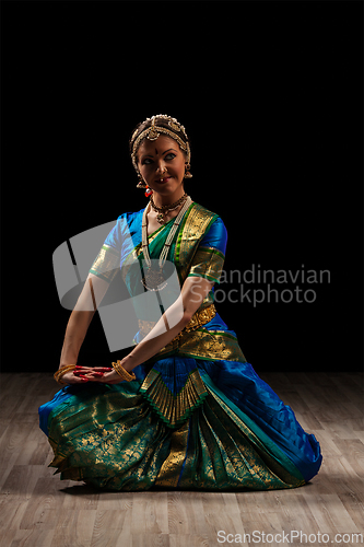 Image of Beautiful girl dancer of Indian classical dance Bharatanatyam