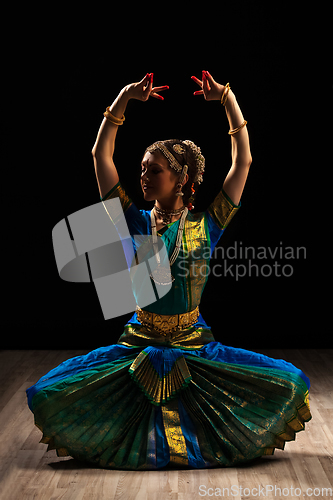 Image of Beautiful girl dancer of Indian classical dance Bharatanatyam