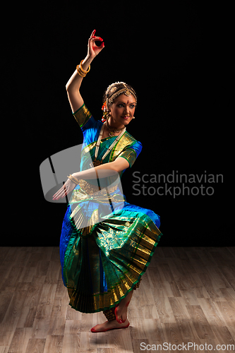 Image of Beautiful girl dancer of Indian classical dance Bharatanatyam