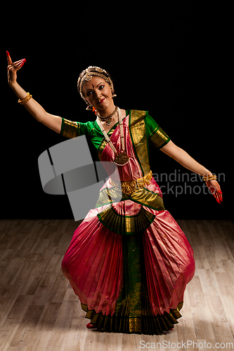 Image of Beautiful dancer of Indian dance Bharatanatyam