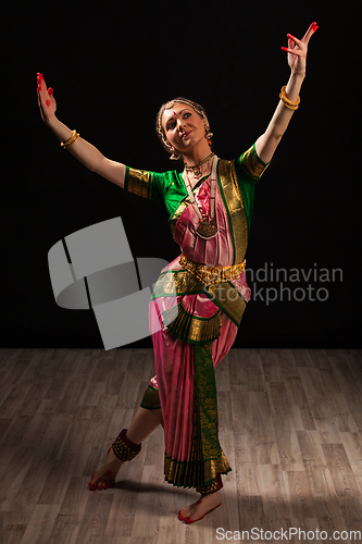 Image of Beautiful girl dancer of Indian classical dance Bharatanatyam