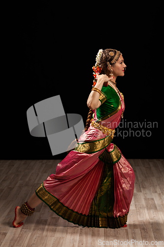 Image of Beautiful dancer of Indian dance Bharatanatyam