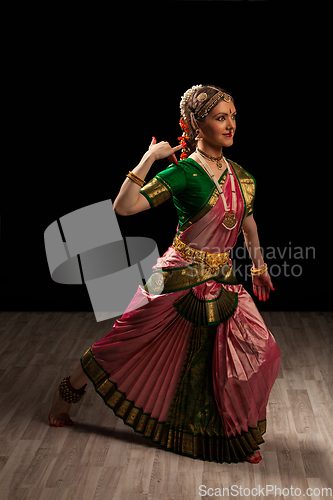 Image of Beautiful girl dancer of Indian classical dance Bharatanatyam