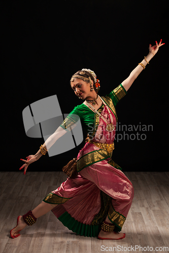 Image of Beautiful girl dancer of Indian classical dance Bharatanatyam
