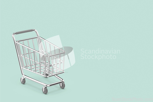 Image of Empty silver colored shopping cart