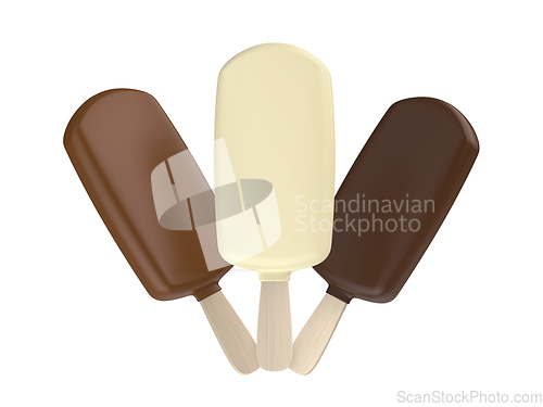 Image of White, milk and dark chocolate ice creams