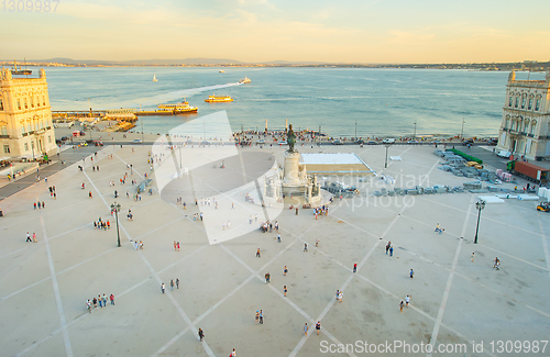 Image of  people Commercial square. Lisbon, Portugal