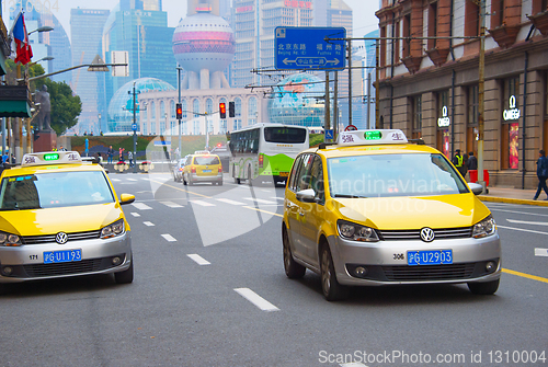 Image of  taxi cabs on Shanghai street