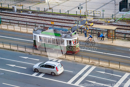 Image of Road traffic tram Lisbon Portugal