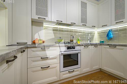 Image of White kitchen in classic style