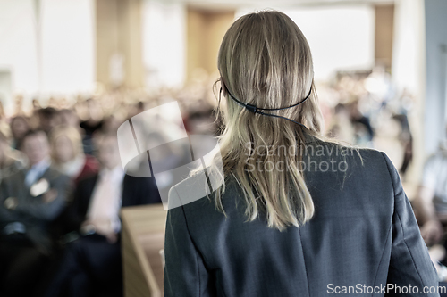 Image of Speaker at Business Conference and Presentation.