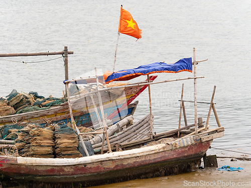 Image of Old, wooden fishing boats in Thanh Hoa, Vietnam