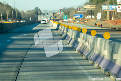 Image of abstract highway contruction while driving