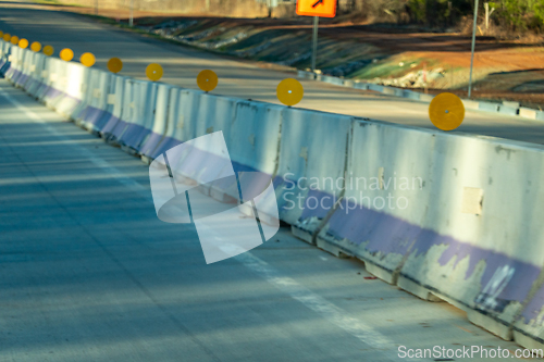 Image of abstract highway contruction while driving