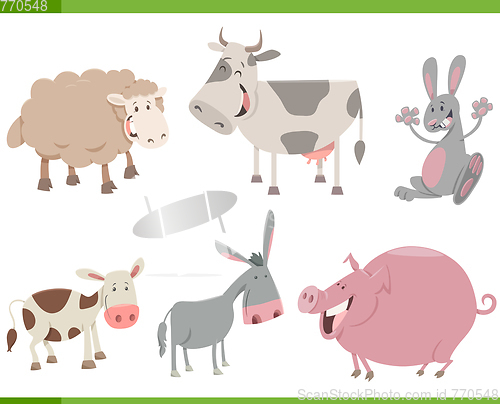 Image of cartoon farm animal characters set