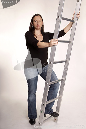 Image of woman with ladder