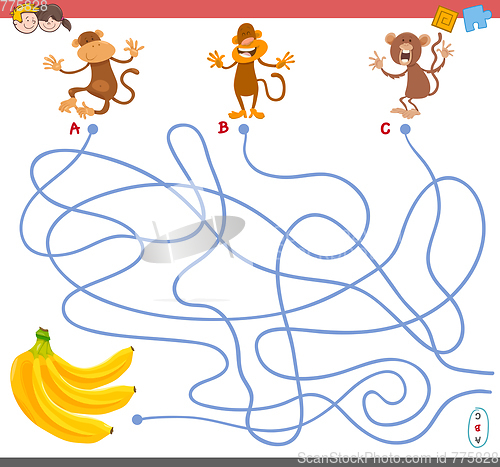 Image of maze game with monkey characters