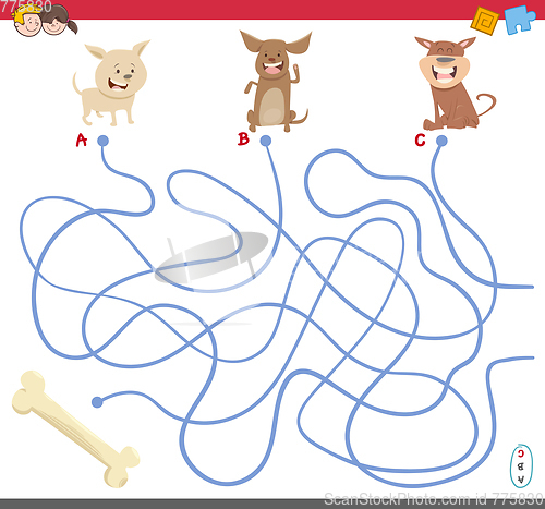 Image of maze game with puppy characters