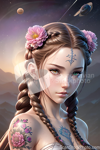 Image of beautiful young woman in a dreamy fantasy world.