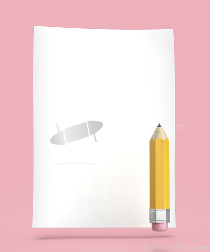 Image of Pencil with empty paper sheet
