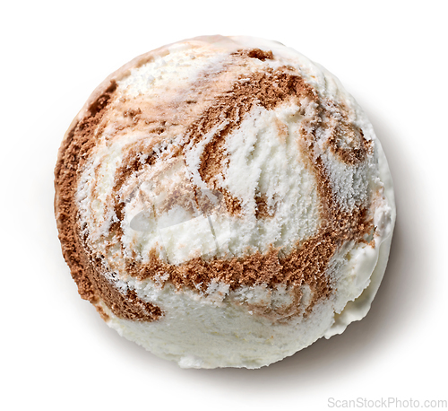 Image of vanilla and chocolate ice cream ball